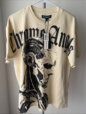 Cream Short Sleeve Graphic Tee with Black Print